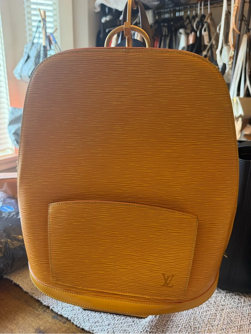 Louis Vuitton Yellow Epi Leather Backpack with Front Pocket